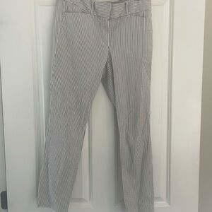 LOFT Skinny Ankle Gray Seersucker Dress Pant
